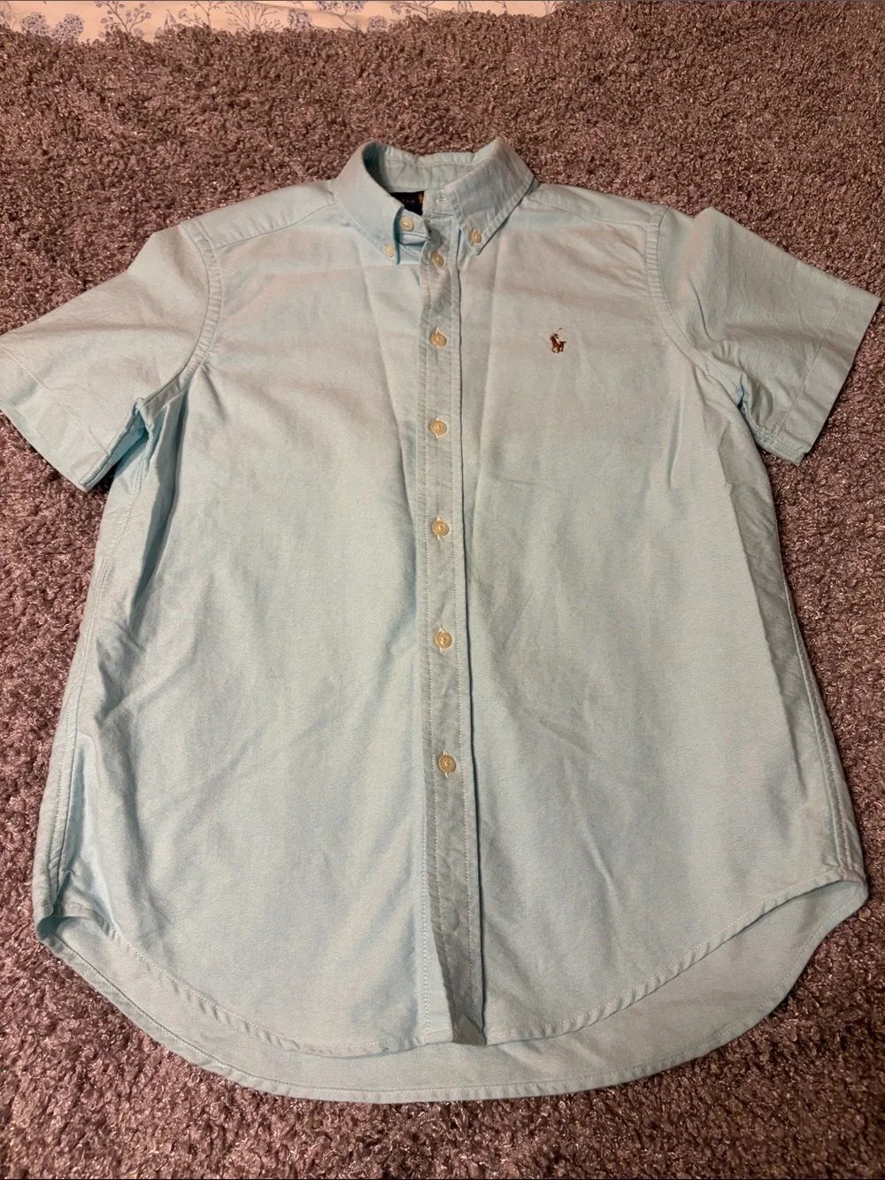 Ralph Lauren Pale Blue Short-Sleeve Button-Down Shirt